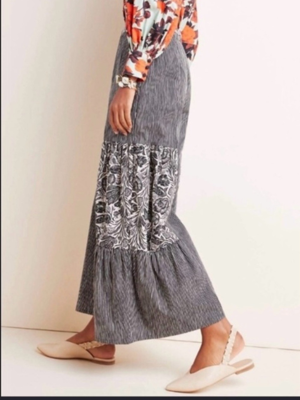 Anthropologie BloomingPrint Oceana Wide Leg Pants Floral Stripe